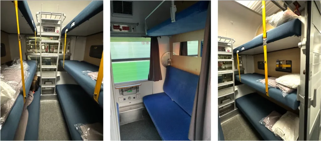 European night train couchette car for overnight budget rail travel