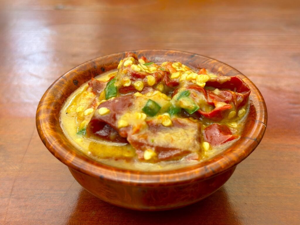 Ema datshi Bhutanese chili and cheese stew with red rice