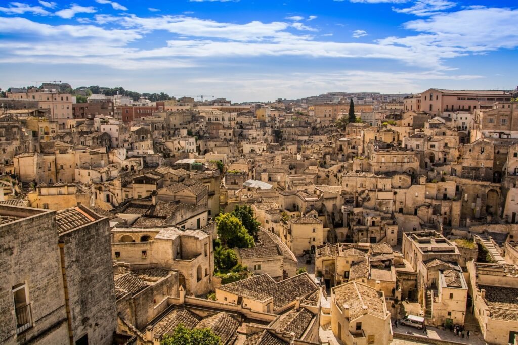 Sassi cave dwellings and limestone architecture in Matera, Italy