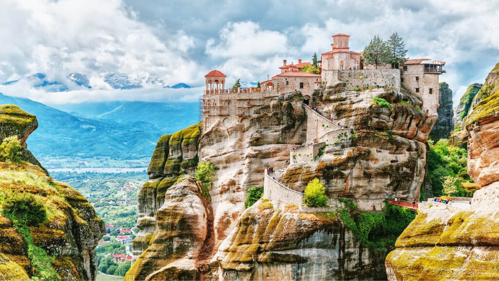 Meteora monasteries on sandstone rock pillars in Greece