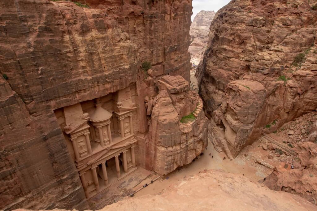 The Siq narrow gorge leading to Petra Jordan