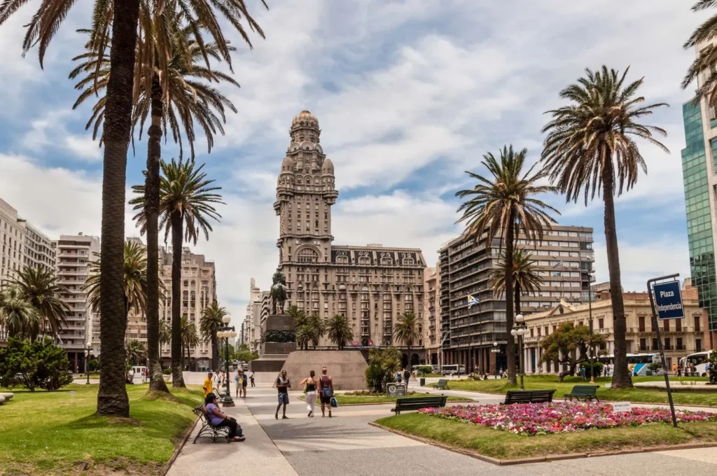 Palacio Salvo and Independence Plaza in Montevideo, Uruguay