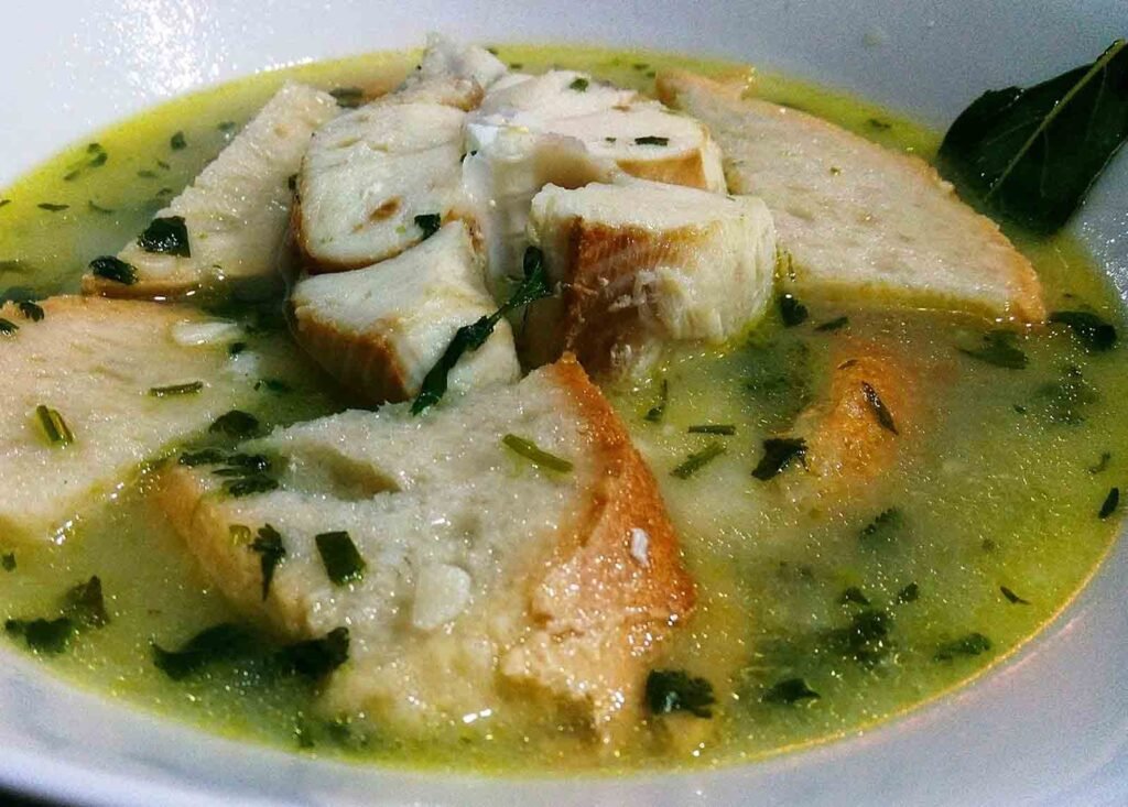 Traditional Alentejo sopa de cação with coriander