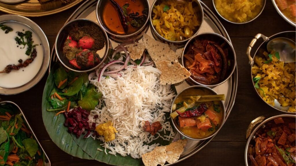 South Indian vegetarian dishes including dosa and sambar