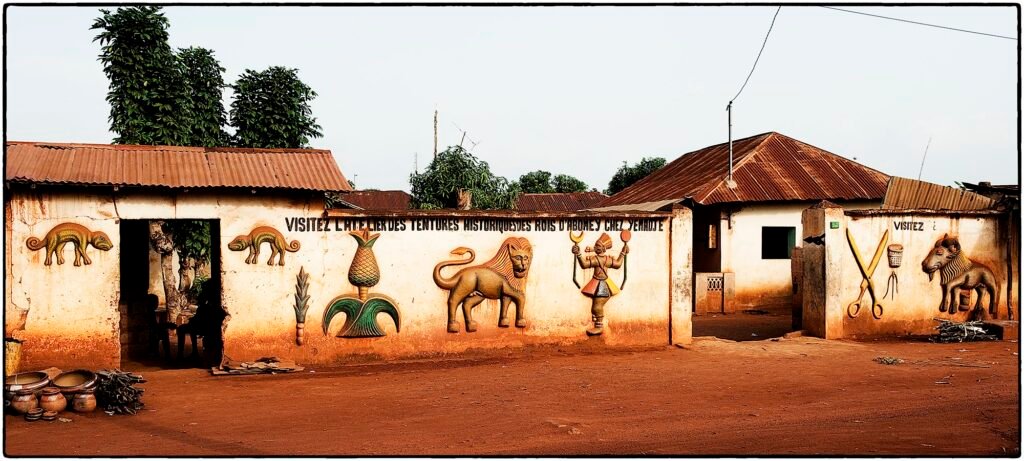 Painted walls of the UNESCO-listed Royal Palaces of Abomey in Benin, seat of the Kingdom of Dahomey
