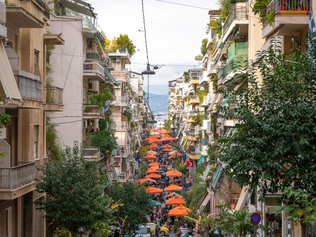Street scene in Exarcheia neighborhood Athens