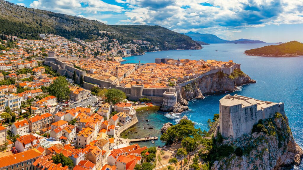 Dubrovnik Old Town and Adriatic coast in Croatia