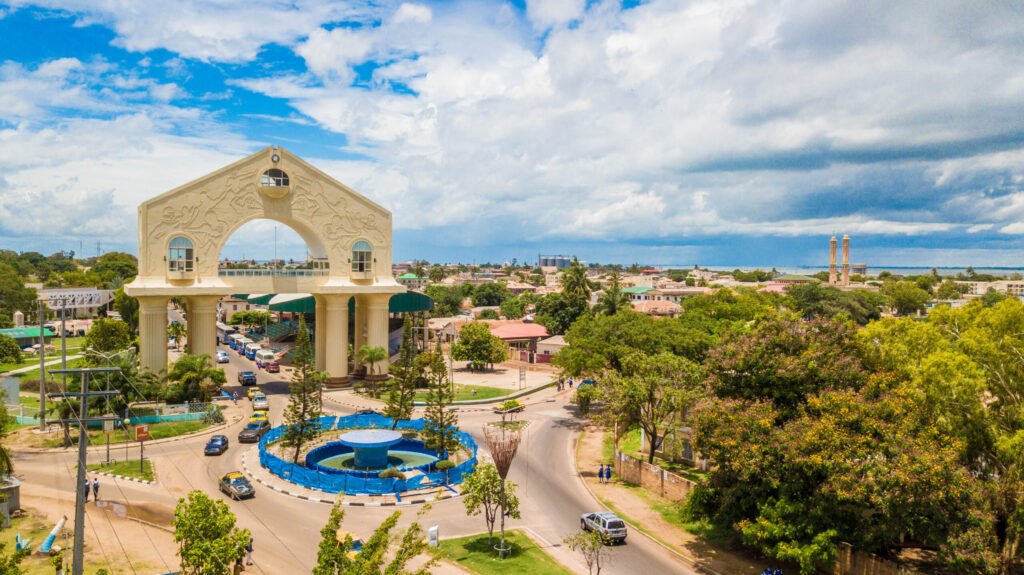 Arch 22 monument and city view in Banjul, The Gambia, West Africa's smallest country