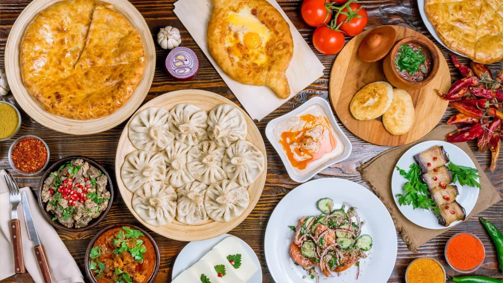 Georgian khinkali, khachapuri and traditional dishes
