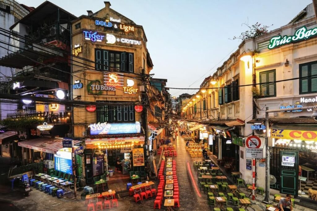 Hanoi Old Quarter street scene in Vietnam