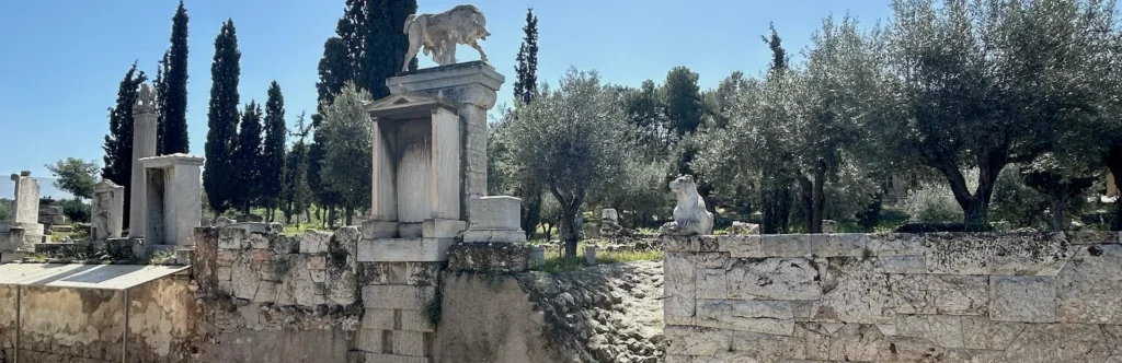 Ancient sculpture at Kerameikos archaeological site in Athens