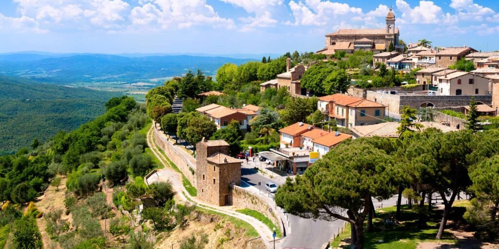 Hilltop town of Montalcino in Tuscany