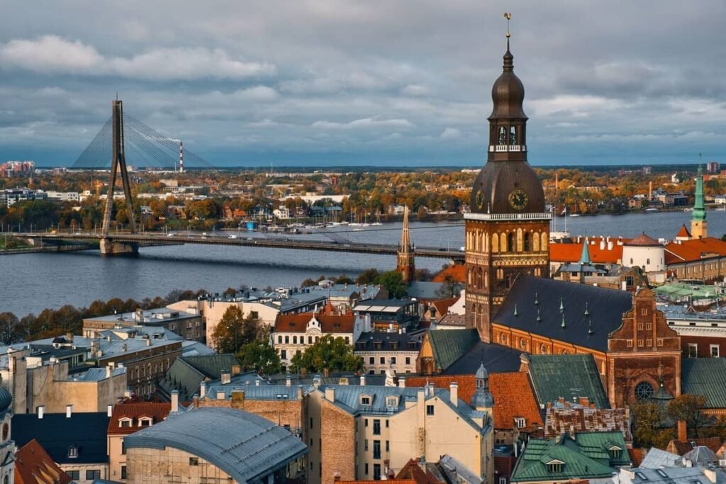 Riga Dome Cathedral and historic architecture in Riga, Latvia