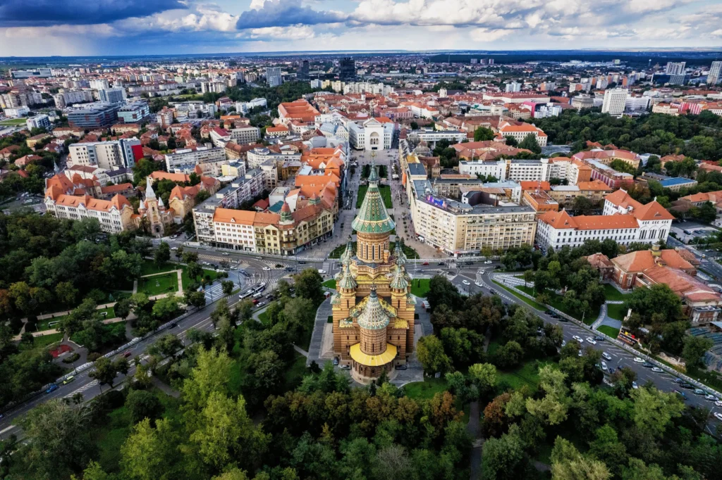 Timișoara Romania cathedral aerial view - Eastern Europe hidden gems