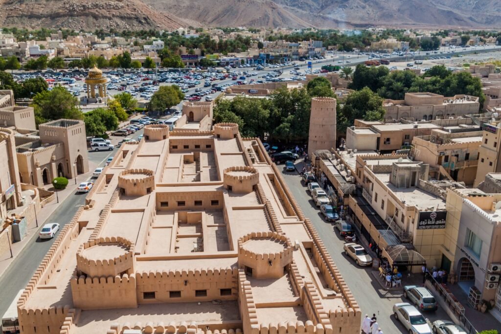 Nizwa Fort and souq aerial view – Oman travel guide to interior Oman