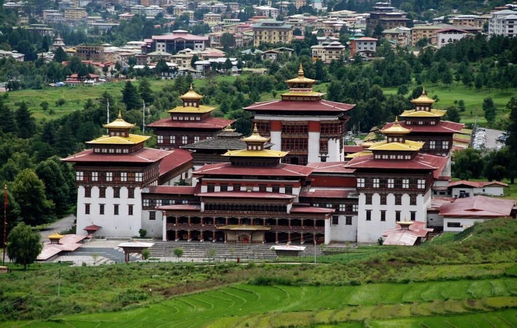 Tashichho Dzong monastery and government seat in Thimphu Bhutan