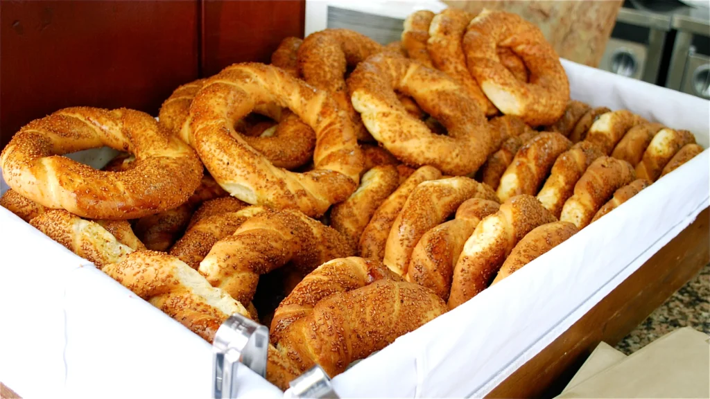 Turkish simit sesame bread street food